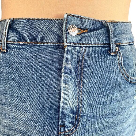 Wild Fable Mini Stretch Denim Raw Edge Hem Distressed Whiskering Detail - Picture 5 of 11